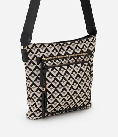 Bolso Mediana en PU de correa Ajustable y Estampa de Triángulos