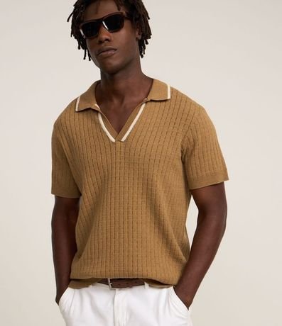 Remera Polo Cuello Contrastante y Textura