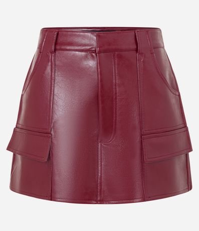 Short Pollera Corto en PU con Bolsillos Delanteros 7