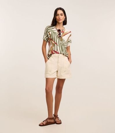 Blusa T-Shirt en Viscosa con Estampa Follaje 2