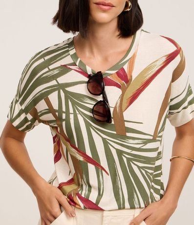Blusa T-Shirt en Viscosa con Estampa Follaje 4