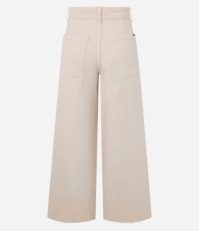 Pantalón Wide Leg Cropped en Jeans y Cintura Mediana 8