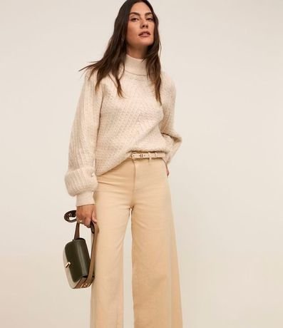 Pantalón Wide Leg Cropped en Jeans y Cintura Mediana 2