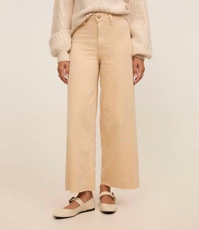 Pantalón Wide Leg Cropped en Jeans y Cintura Mediana 3