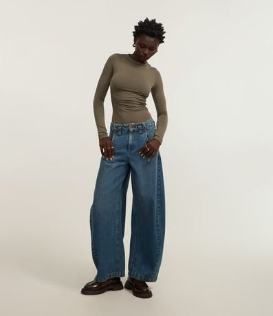 Pantalón Barrel en Jean con Bolsillo Diferenciado