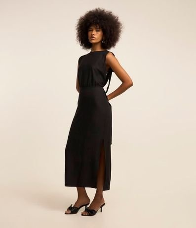 Vestido New Midi Sin Manga en Crepé