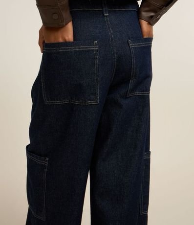 Pantalón Wide en Jeans con Recorte Traspasado y Bolsillo Cargo 6