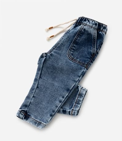Pantalón Infantil en Jeans Resinado con Cordón - Talle 0 a 18 meses 4