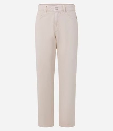 Pantalón Mom Cintura Alta en Sarga con Bolsillos