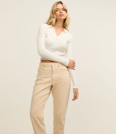 Pantalón Mom Cintura Alta en Sarga con Bolsillos 2