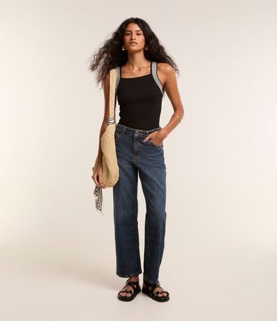 Musculosa con Escote Cuadrado y Asa Contrastante 2