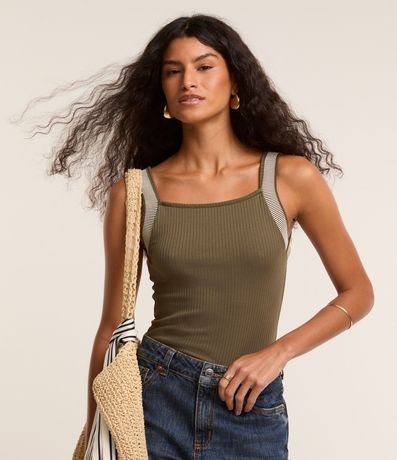 Musculosa con Escote Cuadrado y Asa Contrastante 2