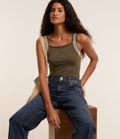Musculosa con Escote Cuadrado y Asa Contrastante 5