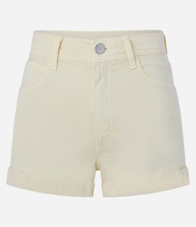 Short en Sarga con Cintura Alta y Bajo Plegado 2