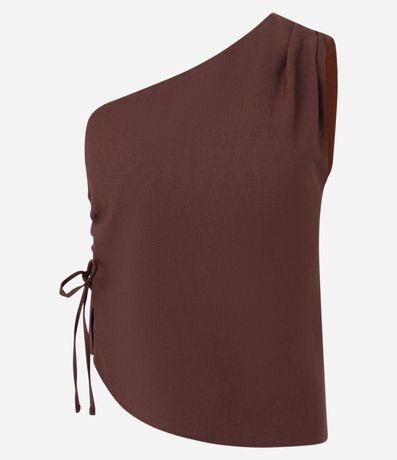 Blusa Sastre Hombro Único en Viscosa con Regulador Lateral 6