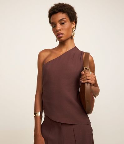 Blusa Sastre Hombro Único en Viscosa con Regulador Lateral