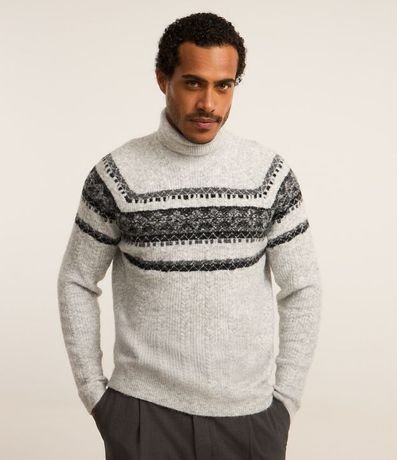 Sueter en Punto con Textura Jacquard y Estampa Étnica