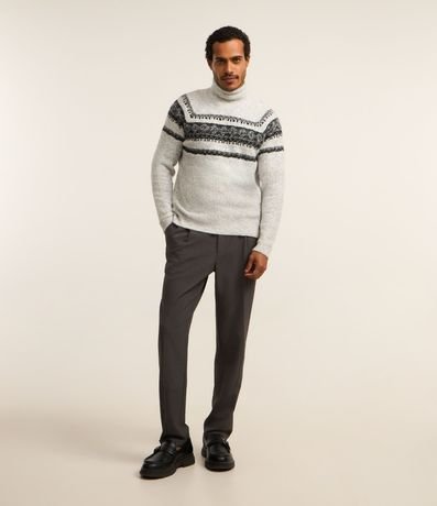Sueter en Punto con Textura Jacquard y Estampa Étnica 2