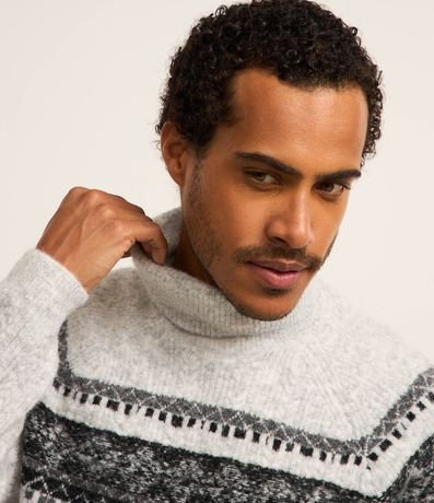 Sueter en Punto con Textura Jacquard y Estampa Étnica 3