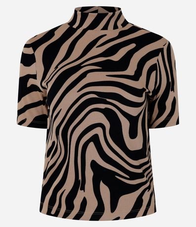 Blusa en Rib con Cuello Alto y Estampa Zebra 2