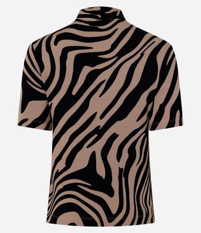 Blusa en Rib con Cuello Alto y Estampa Zebra 4