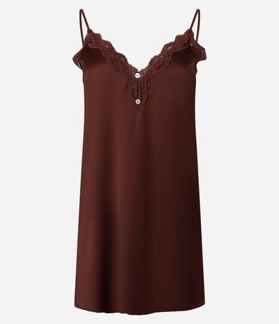 Camisón corta en Satén con Fenda y Botones 4