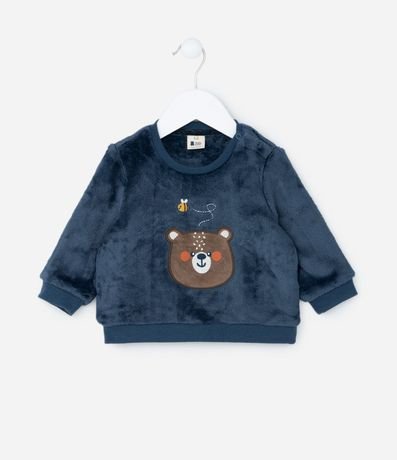 Saco Infantil en Fleece con Bordado Oso - Talle 0 a 18 meses