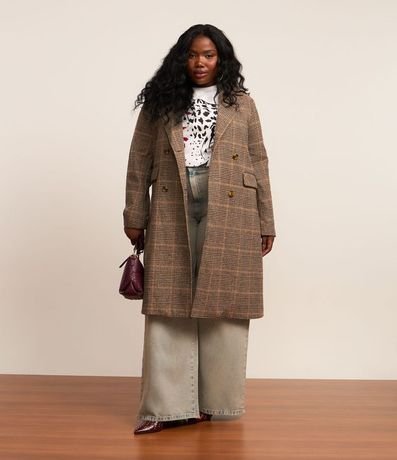 Saco Alargado en Polivelour de Cuadros Curve & Plus Size