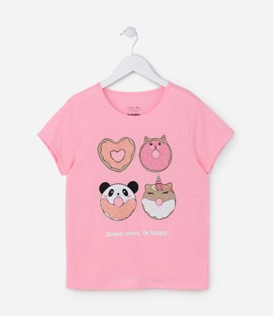 Remera Infantil Estampa Donuts y Animalitos - Talle 5 a 14 años