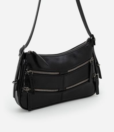 Bolso Baguette Pequeño con Detalles en Cremalleras y Tiradores 2