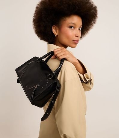 Cartera Satchel Mediana Desestructurada con Zíperes y Pullers 7