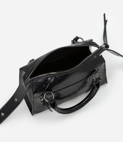 Cartera Satchel Mediana Desestructurada con Zíperes y Pullers 5