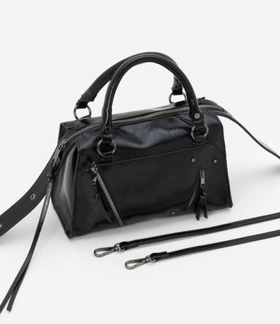 Cartera Satchel Mediana Desestructurada con Zíperes y Pullers 6
