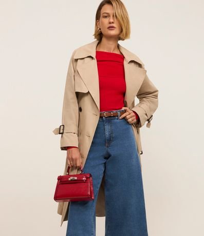 Pantalón Wide Leg Cropped en Jeans con Tiro Alto 2