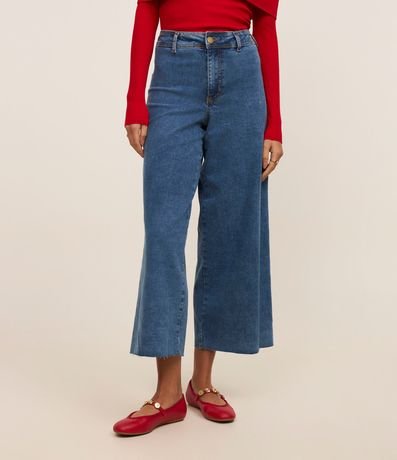 Pantalón Wide Leg Cropped en Jeans con Tiro Alto 3