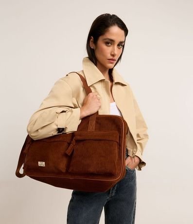 Cartera Grande de Terciopelo Cotelê con Correa Larga Gorgoran