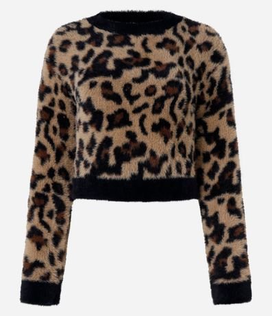 Suéter Cropped en Punto Animal Print 4