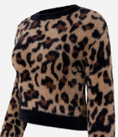 Suéter Cropped en Punto Animal Print 5