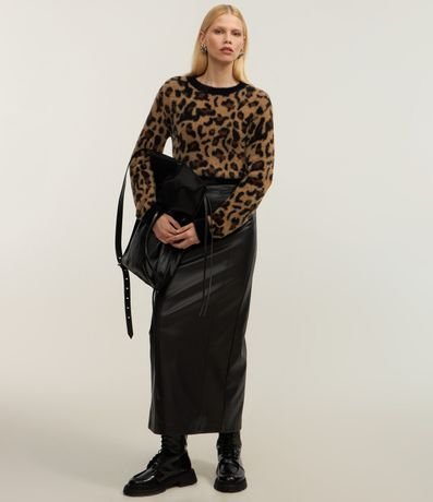 Suéter Cropped en Punto Animal Print 2