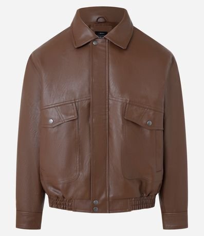 Campera Boxy Vintage en Material Sintético