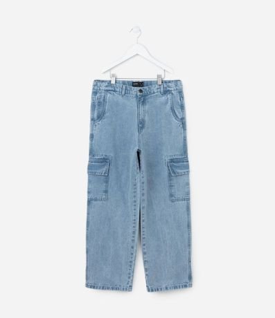 Pantalón Baggy Infantil en Jeans con Bolsillos Cargo - Talle 5 a 14 años