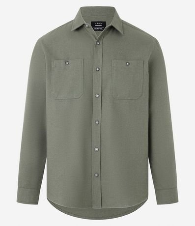 Camisa Regular en Algodón con Bolsillos y Manga Larga 5