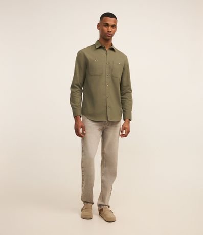 Camisa Regular en Algodón con Bolsillos y Manga Larga 2