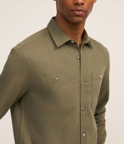 Camisa Regular en Algodón con Bolsillos y Manga Larga 3