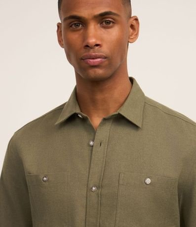 Camisa Regular en Algodón con Bolsillos y Manga Larga 4