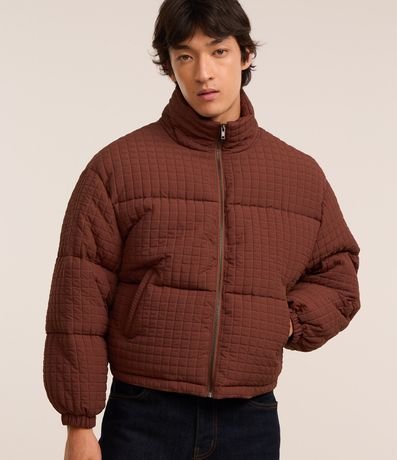 Campera Boxy en Poliamida con Texturizas Cuadriculada