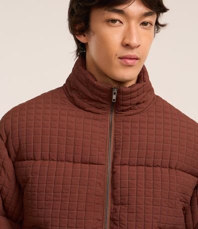 Campera Boxy en Poliamida con Texturizas Cuadriculada 3