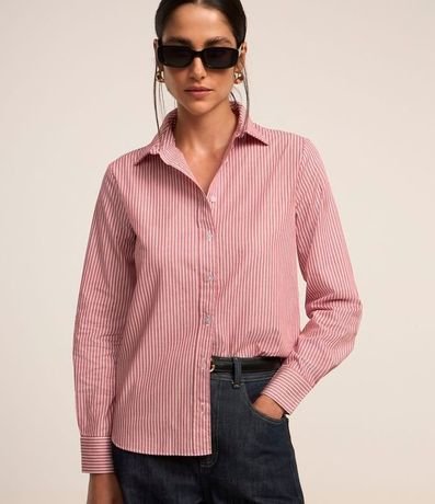 Camisa en Tricolina con Estampa Rayada