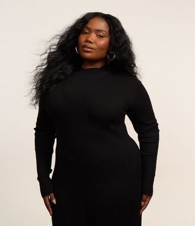 Vestido corto Evasê en Punto con Cuello alto Curve & Plus Size