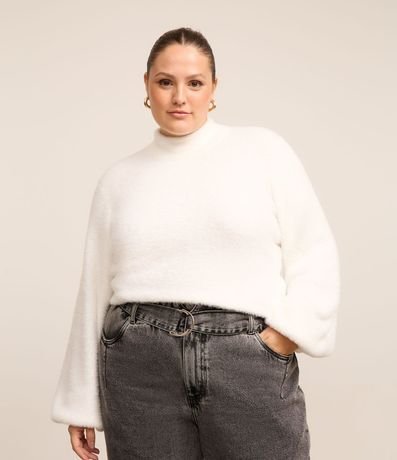 Suéter en Punto con Pelitos y Cuello Alto Curve & Plus Size